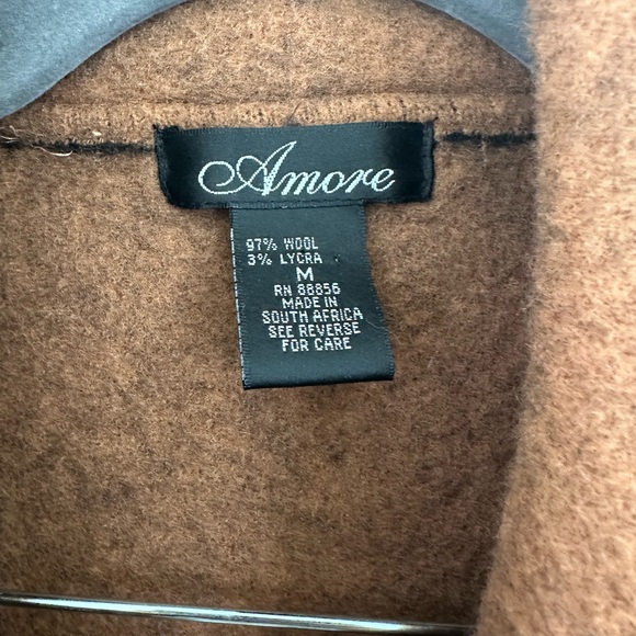 Amore Black and Brown Wool Coat - Picture 2 of 3